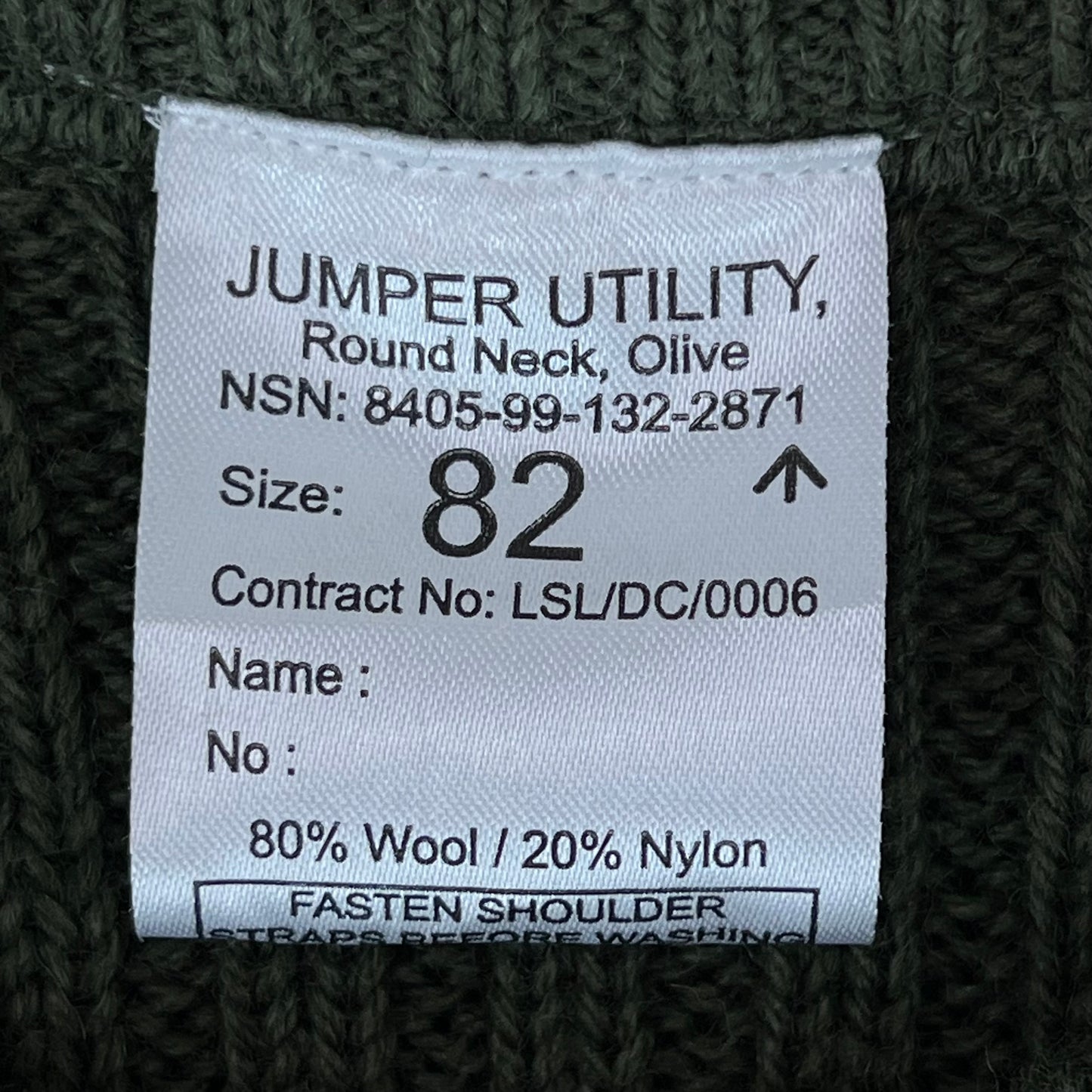 British Army Olive Green Pullover Jumper - Small 82cm