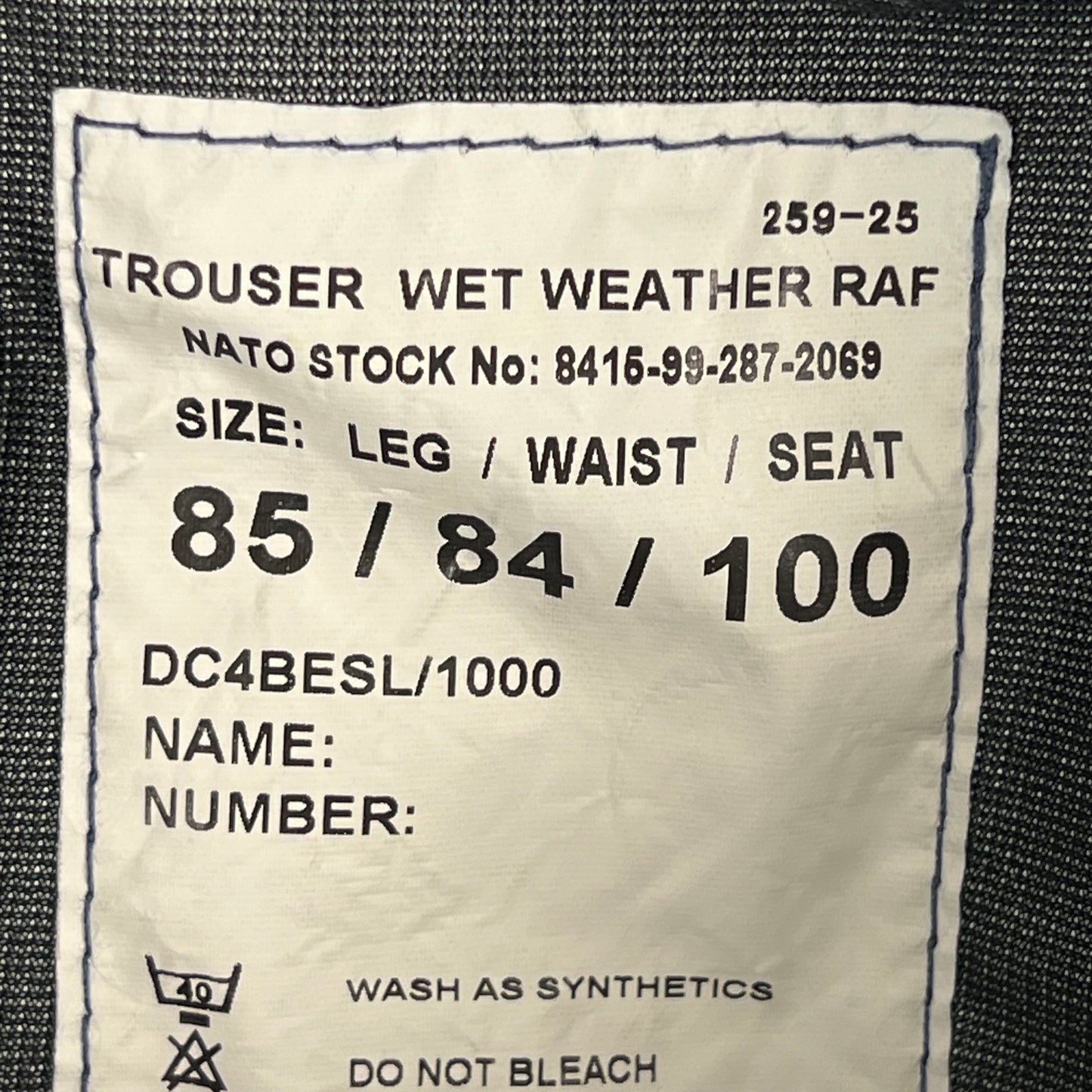 British Royal Air Force Wet Weather MVP Trousers - W36 L33
