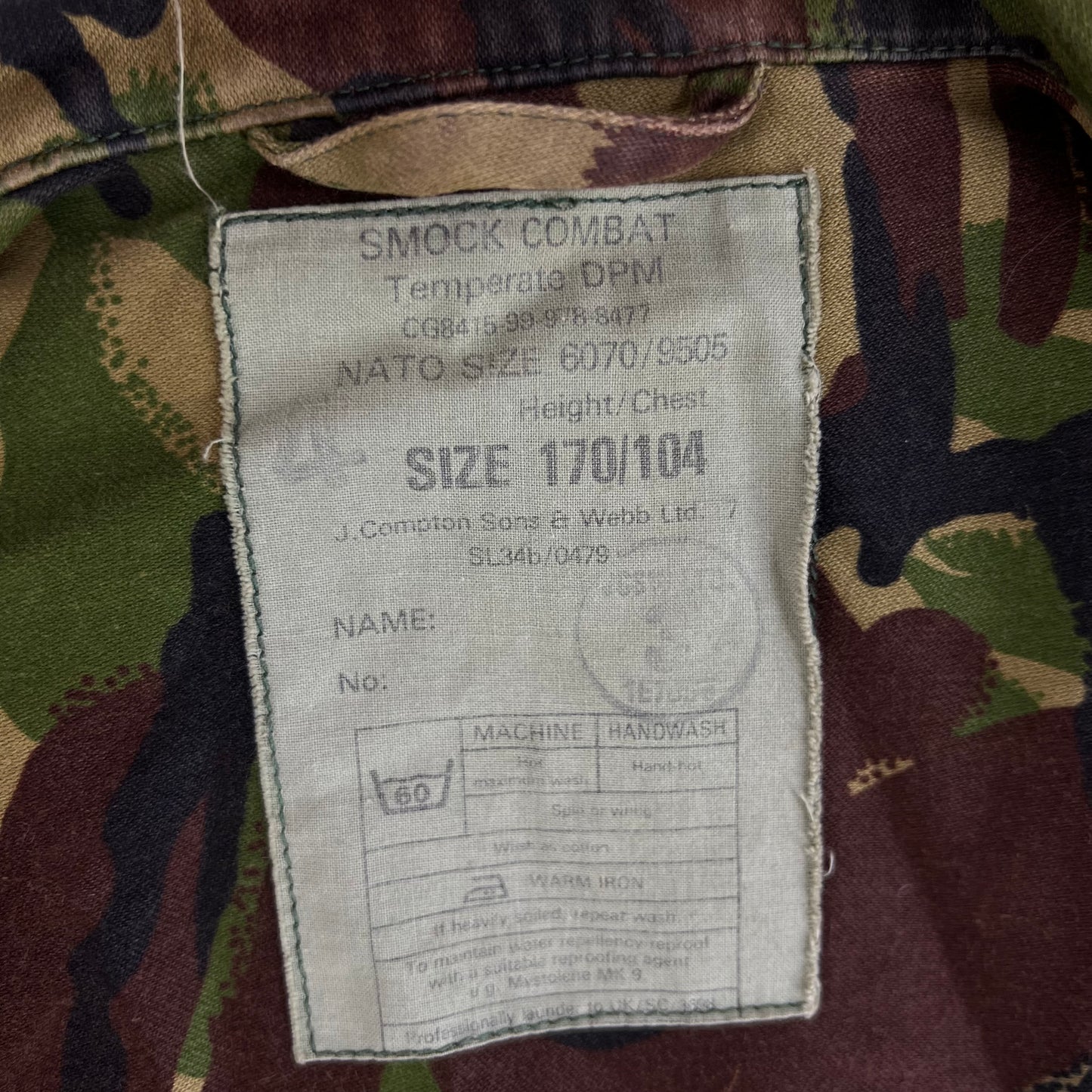 British Army 84 Pattern Woodland DPM Camo Combat Smock - Large 170/104