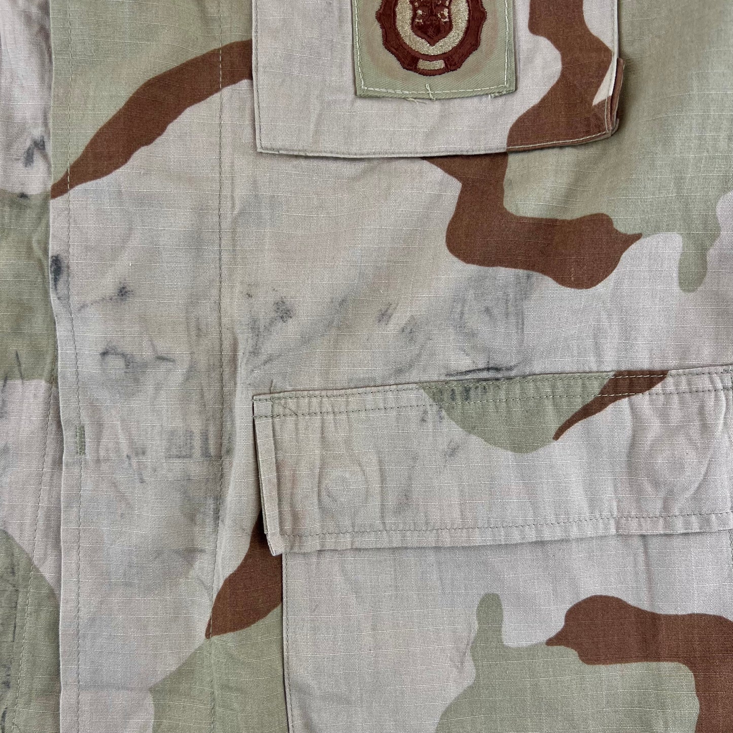 US Air Force Tri-Colour Desert "Coffee Stain" Camo Combat Jacket Ripstop w/ Patches - Medium