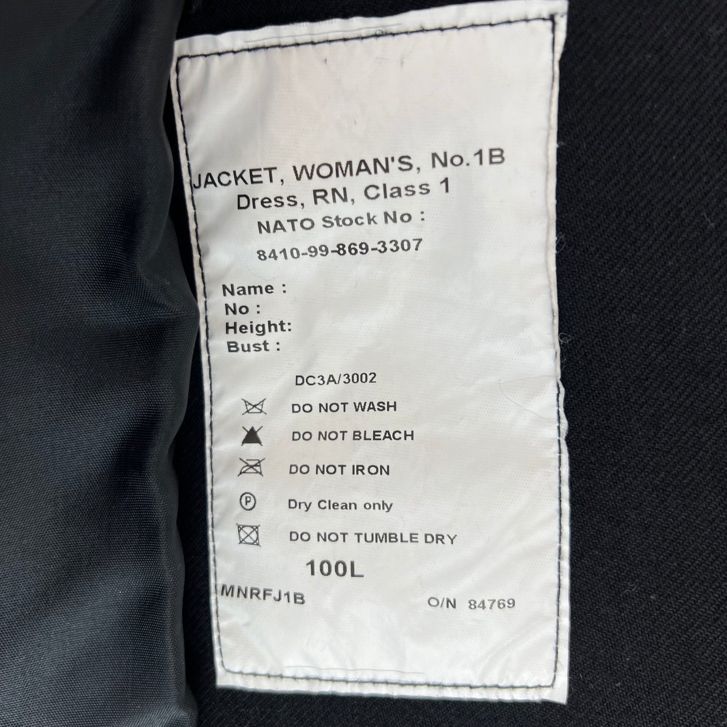 British Royal Navy Women's Officer's No 1B Class 1 Dress Jacket - Medium 100L