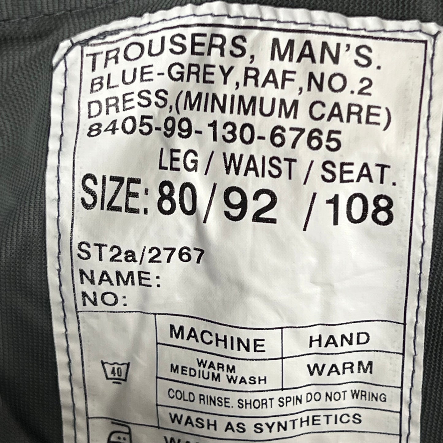 British RAF 72 Pattern Blue-Grey Dress Trousers - W36 L29