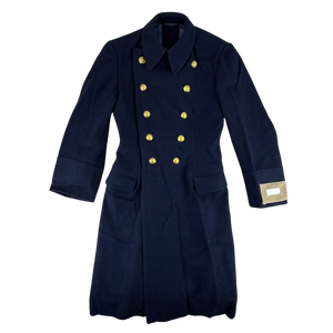 Romanian People's Navy 80's Blue Wool Greatcoat - Small