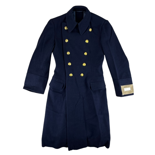 Romanian People's Navy 80's Blue Wool Greatcoat - Small