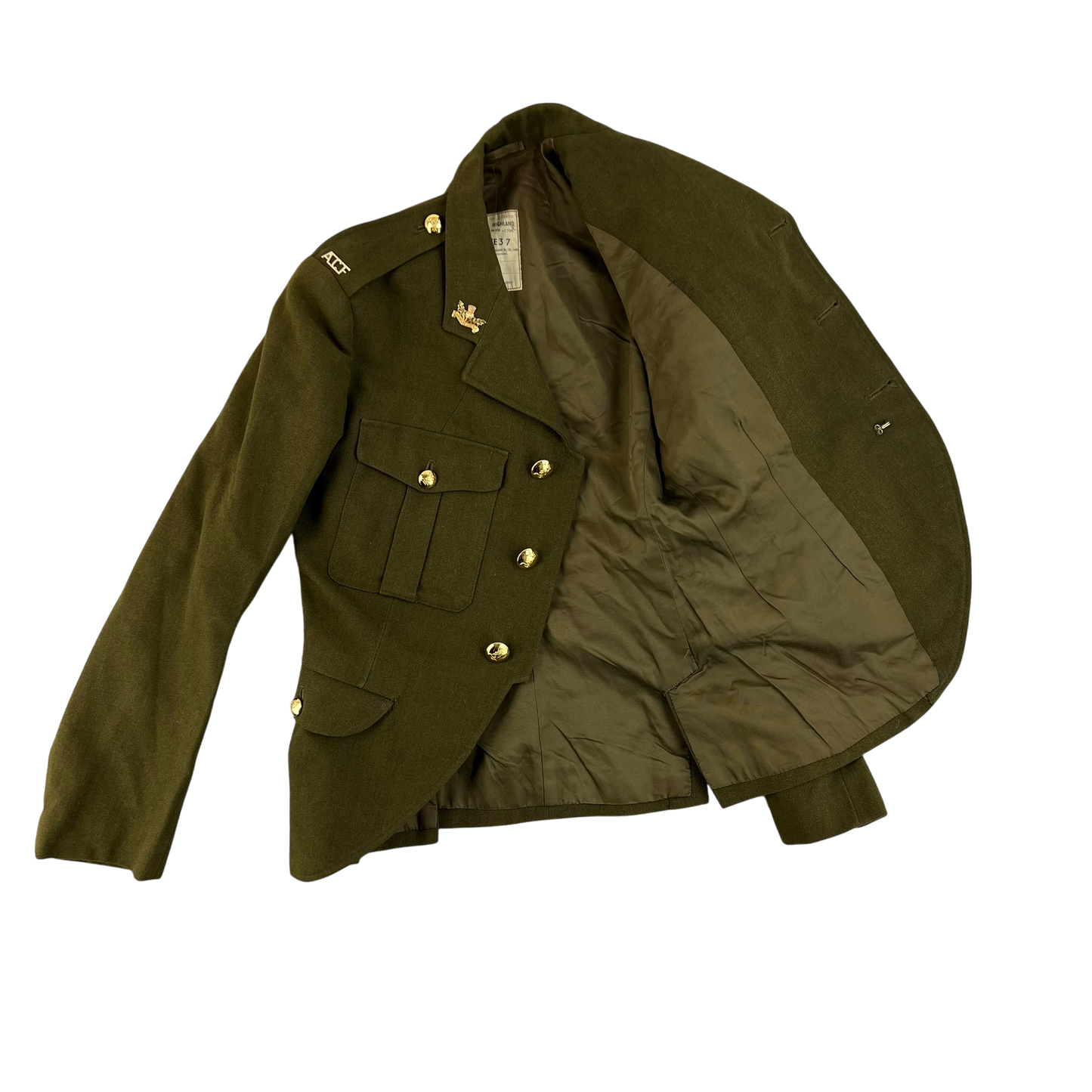 British Army 70s No. 2 Dress Jacket Khaki Green - Royal Regiment of Scotland - Medium SIZE 37
