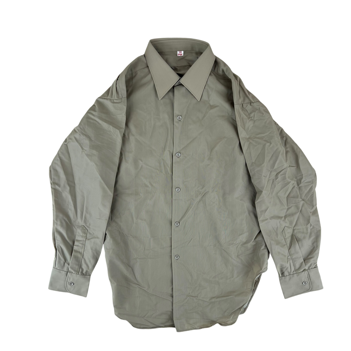 French Army 70s Fawn Viscose Shirt Long Sleeve - Medium