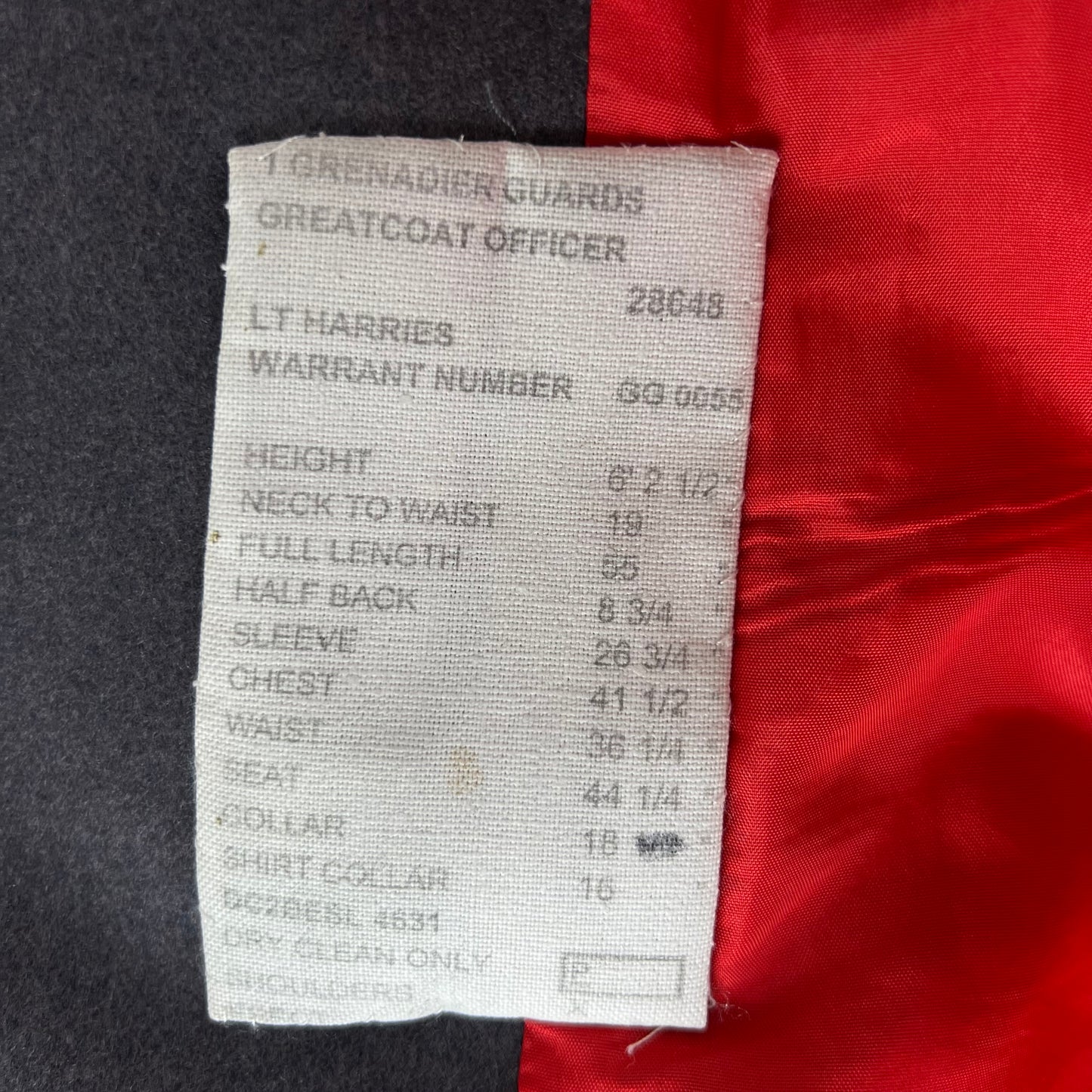 British Army Officer's Double Breasted Wool Greatcoat - Grenadier Guards - Medium