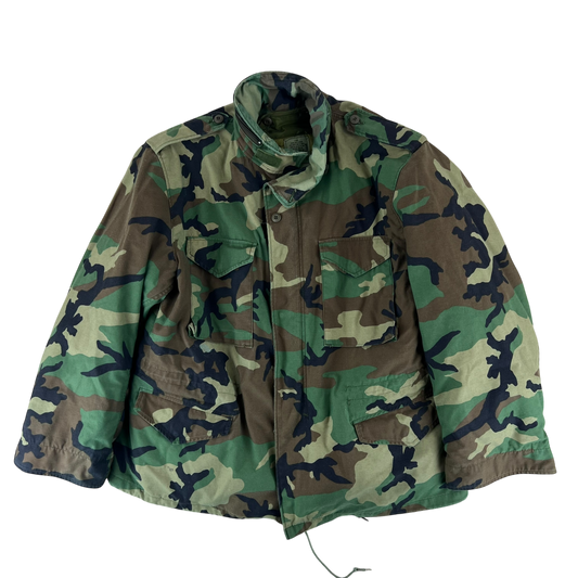US Army M81 Woodland Camo M65 Cold Weather Field Coat w Liner - X Large