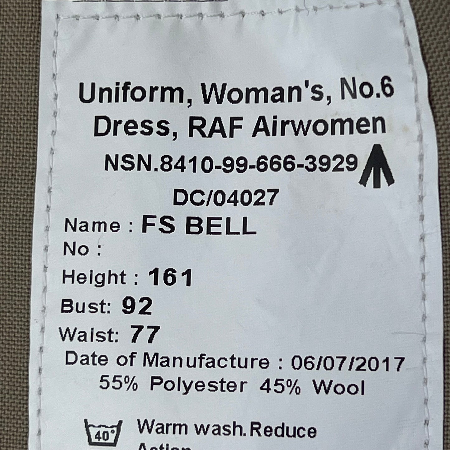 British RAF No. 6 Tropical Dress Women's Jacket - Medium