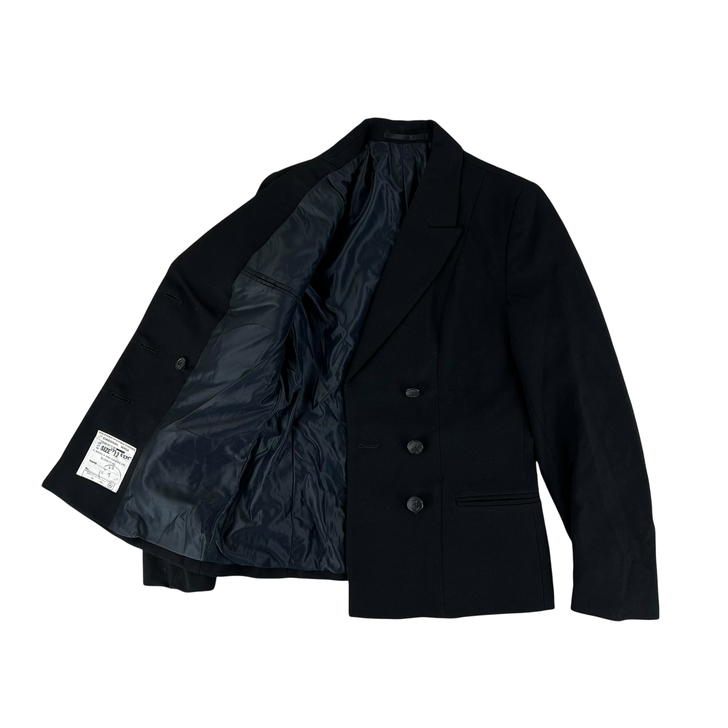 British Royal Navy Women's WRNS Diagonal Serge Black Blazer - Small SIZE 12