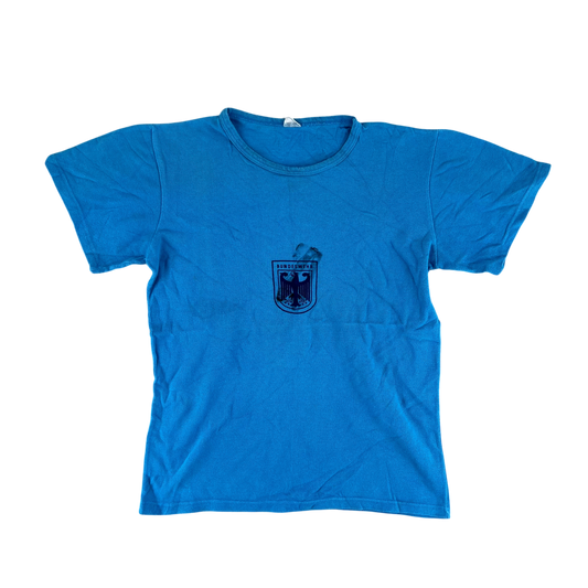 West German Army 70s Blue Training T Shirt - Small