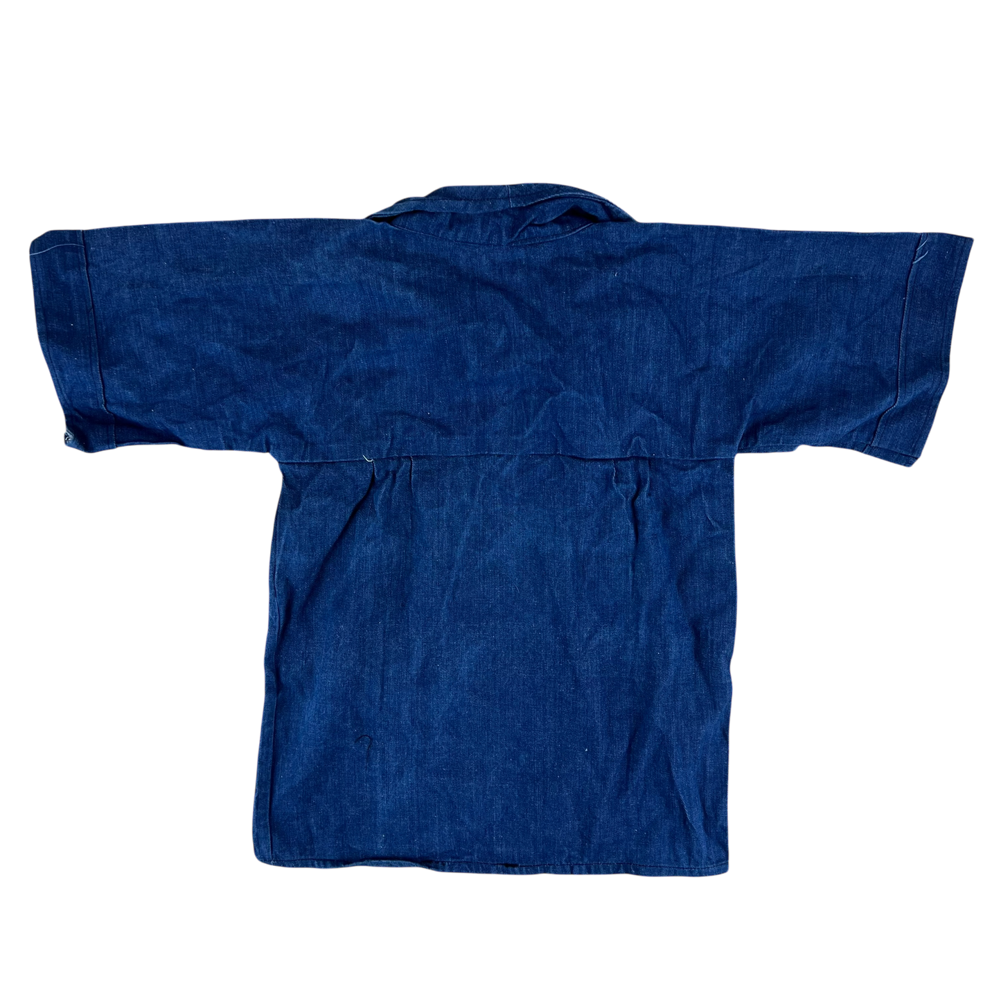 French Army Navy 70s Vintage Denim Pullover Top - X Small