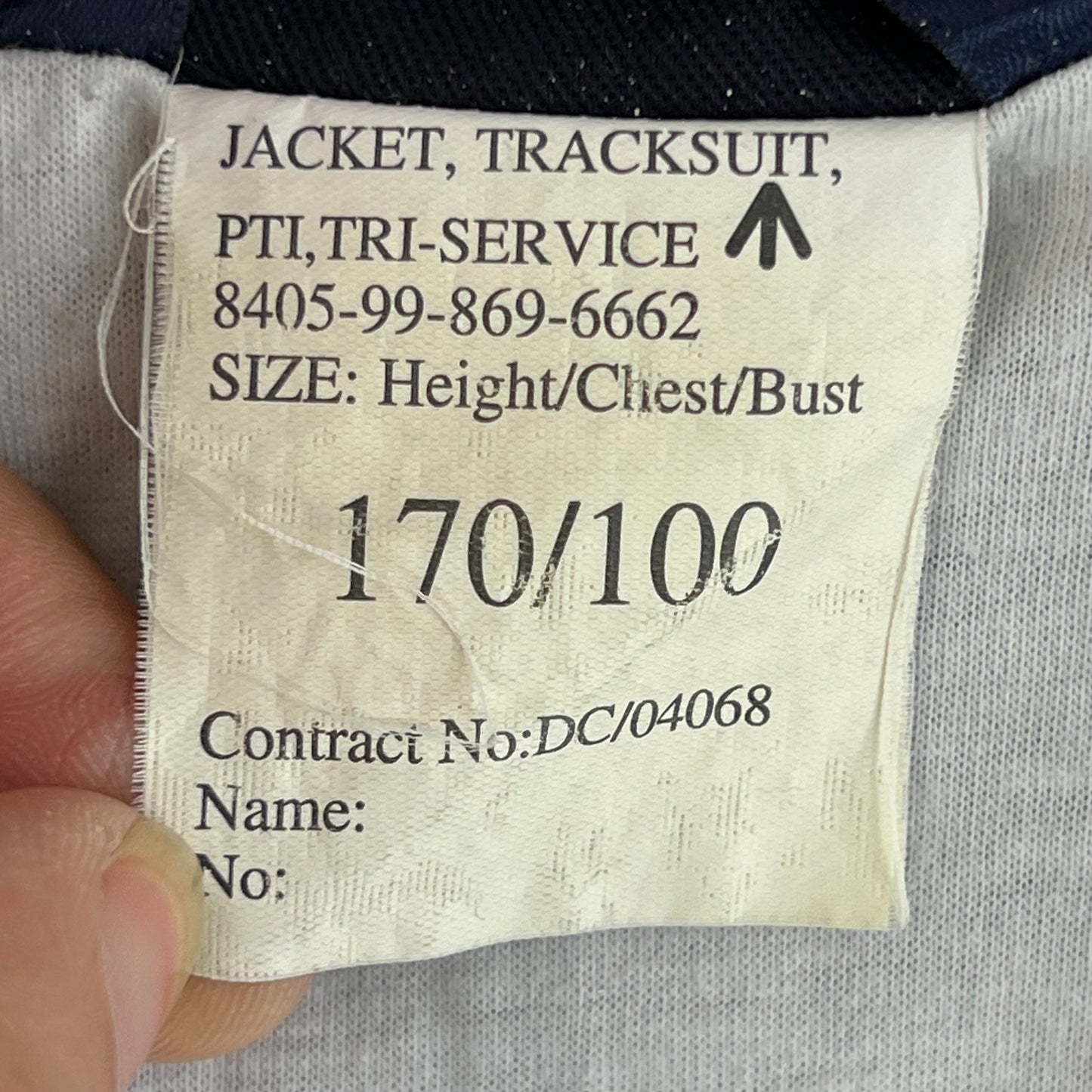 British Army / Tri-Services Navy Blue PTI Tracksuit Top Jacket - Medium 170/100