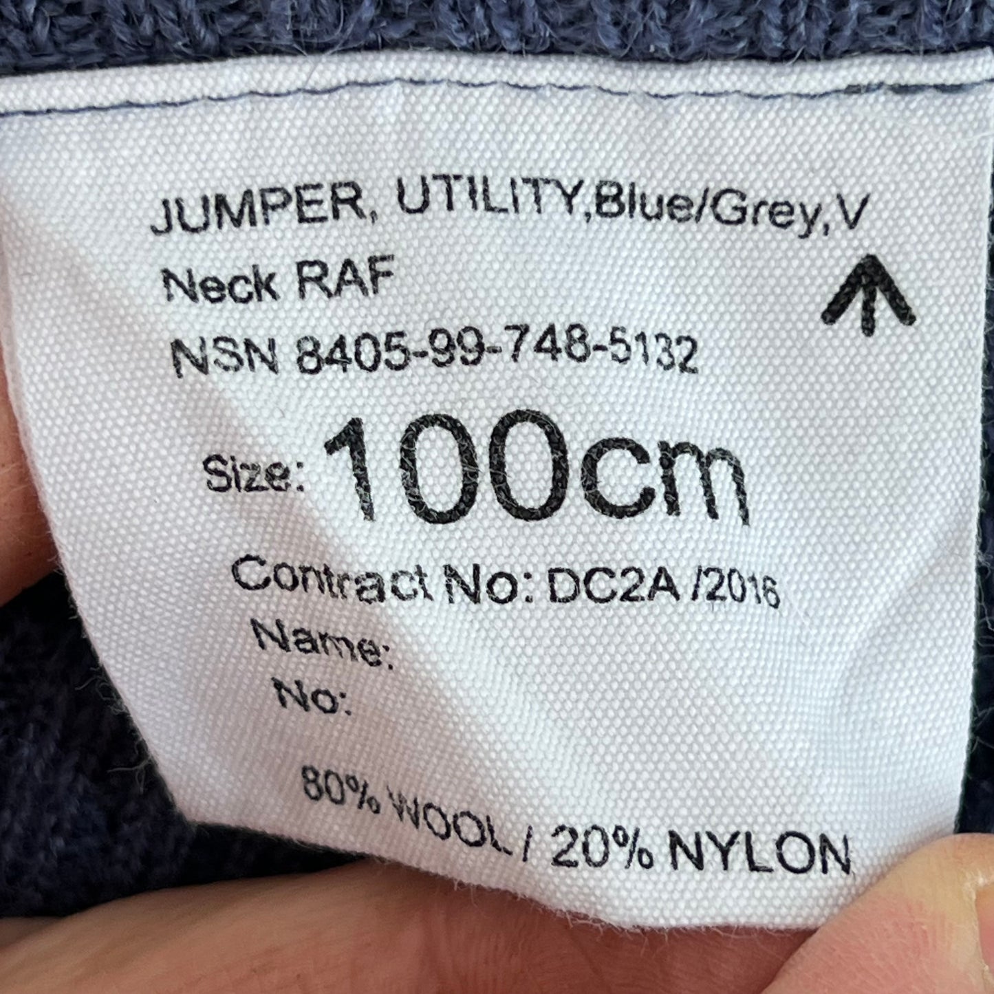British RAF Wool V Neck Pullover Jersey Jumper - Medium 100cm