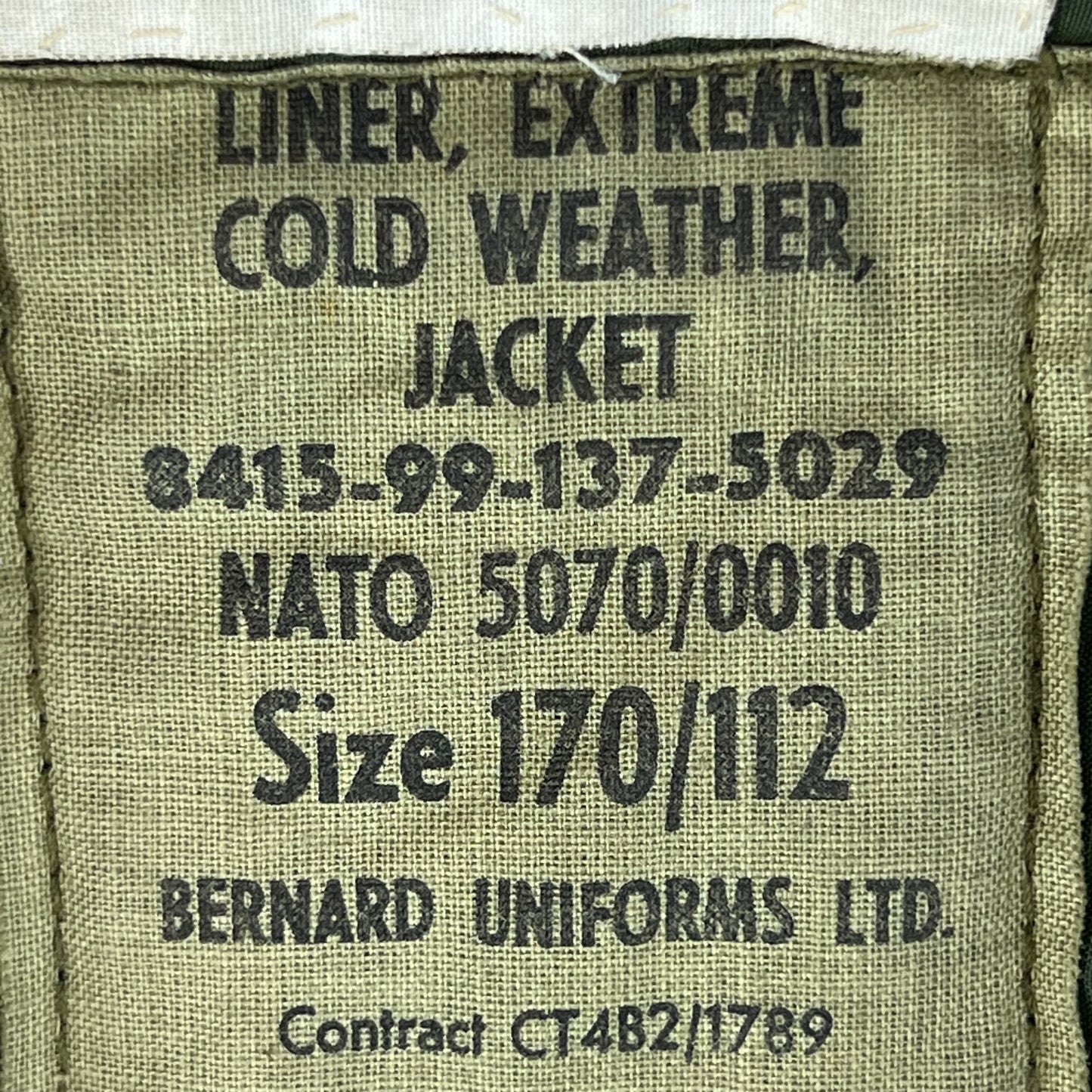 British Army Extreme Cold Weather Smock Jacket Liner - Large 170/112