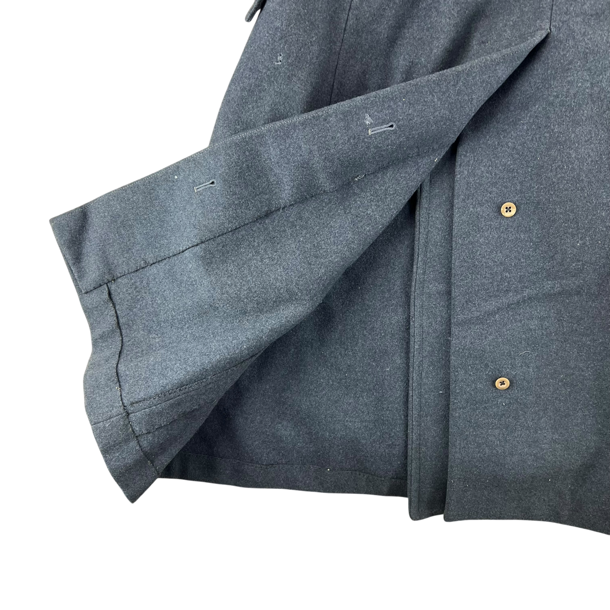 British RAF WW2 40's Officer's Blue Grey Wool Greatcoat w/ Belt - Medium Size 6