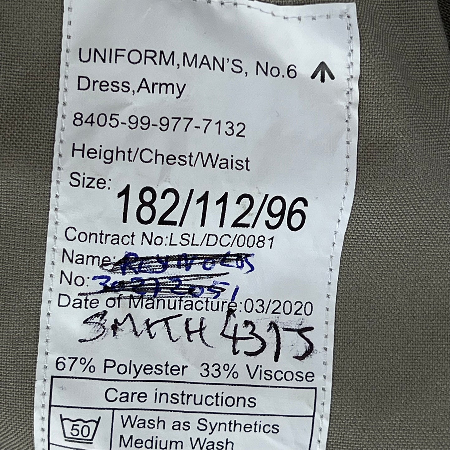 British Army No. 6 Tropical Dress Jacket - Light Infantry - Large 182/112