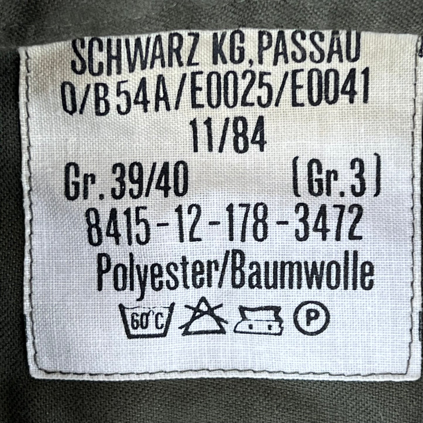 German Army Olive Green Long Sleeve Field Shirt - Medium GrNr3