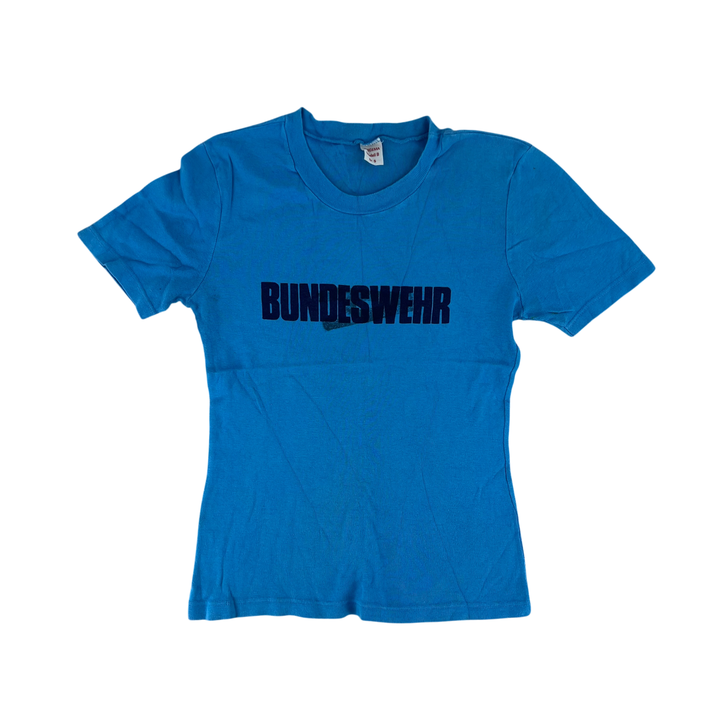West German Army 70s Blue Training T Shirt - X Small