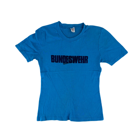 West German Army 70s Blue Training T Shirt - X Small