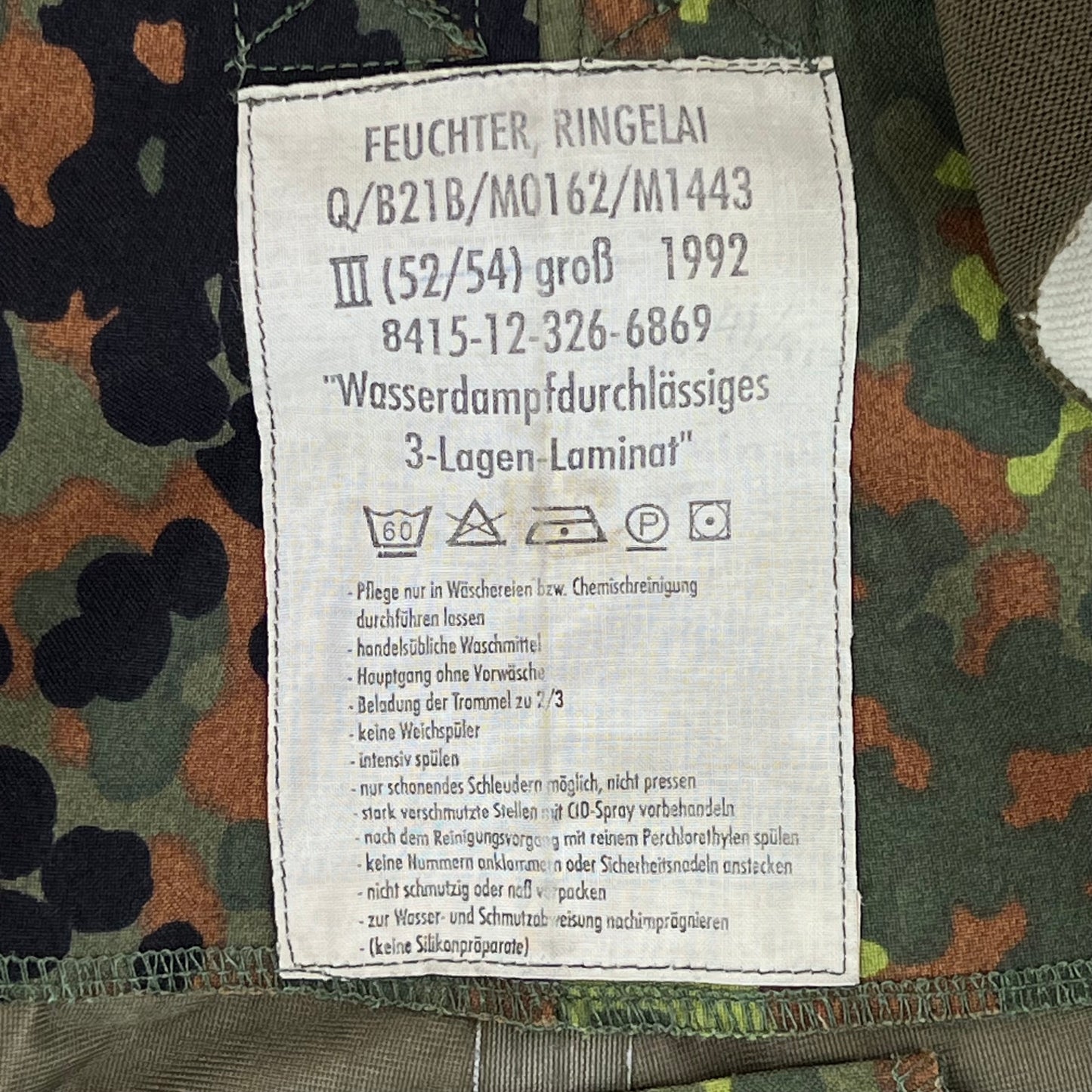 German Army Flecktarn Camo Waterproof Overalls / Overtrousers - W44 L29