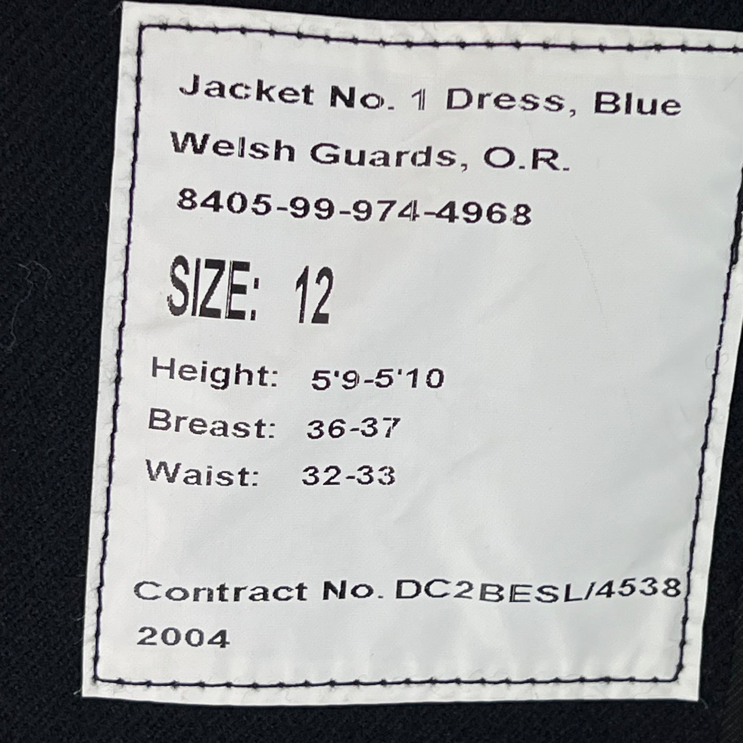 British Army No. 1 Dress Jacket w/ Belt - Welsh Guards - Medium