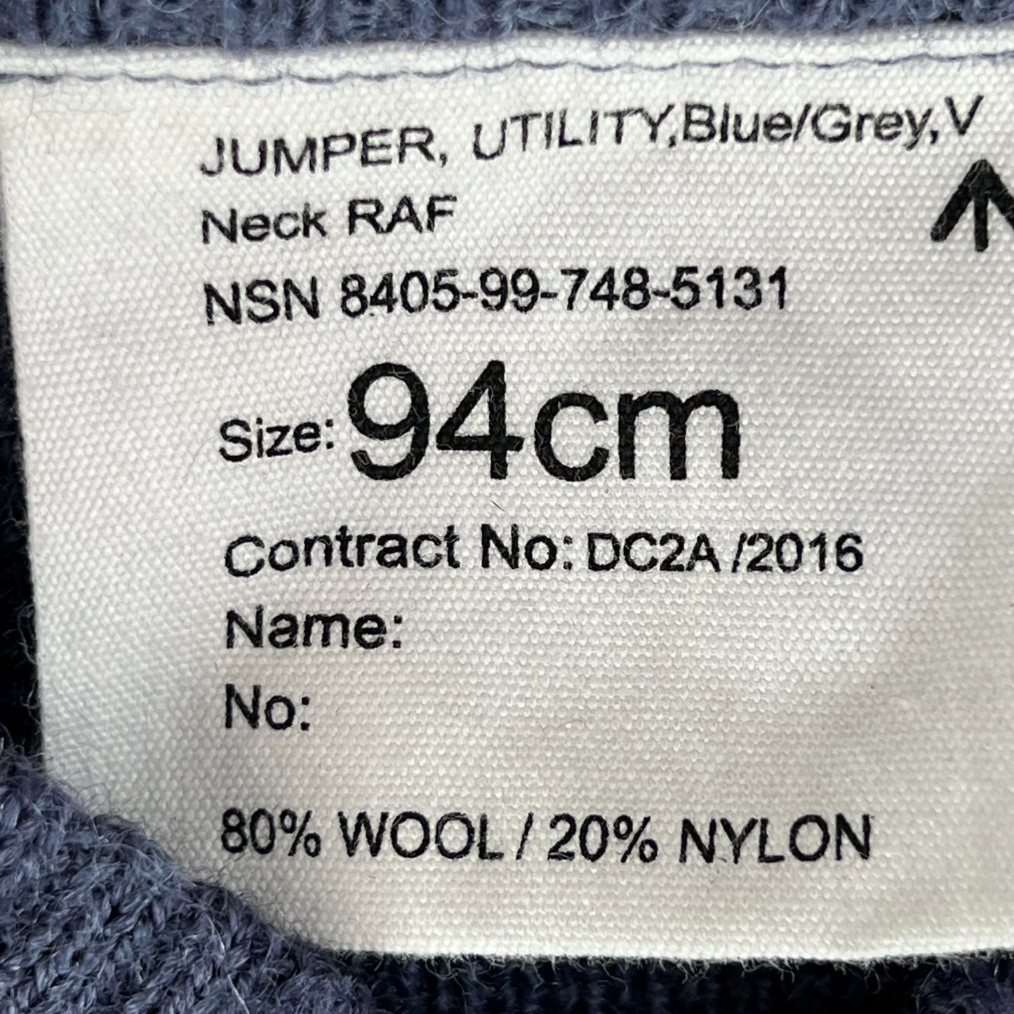 British RAF Wool V Neck Pullover Jersey Jumper - Medium 94cm