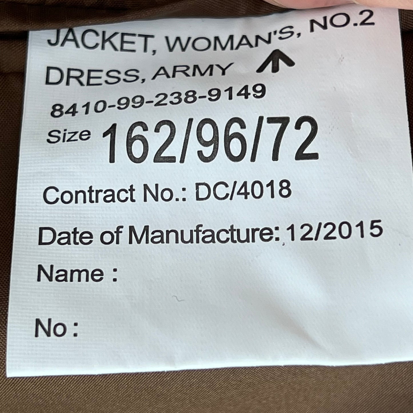 British Army No. 2 FAD Dress Women's Jacket - Adjutant General's Corps - Small