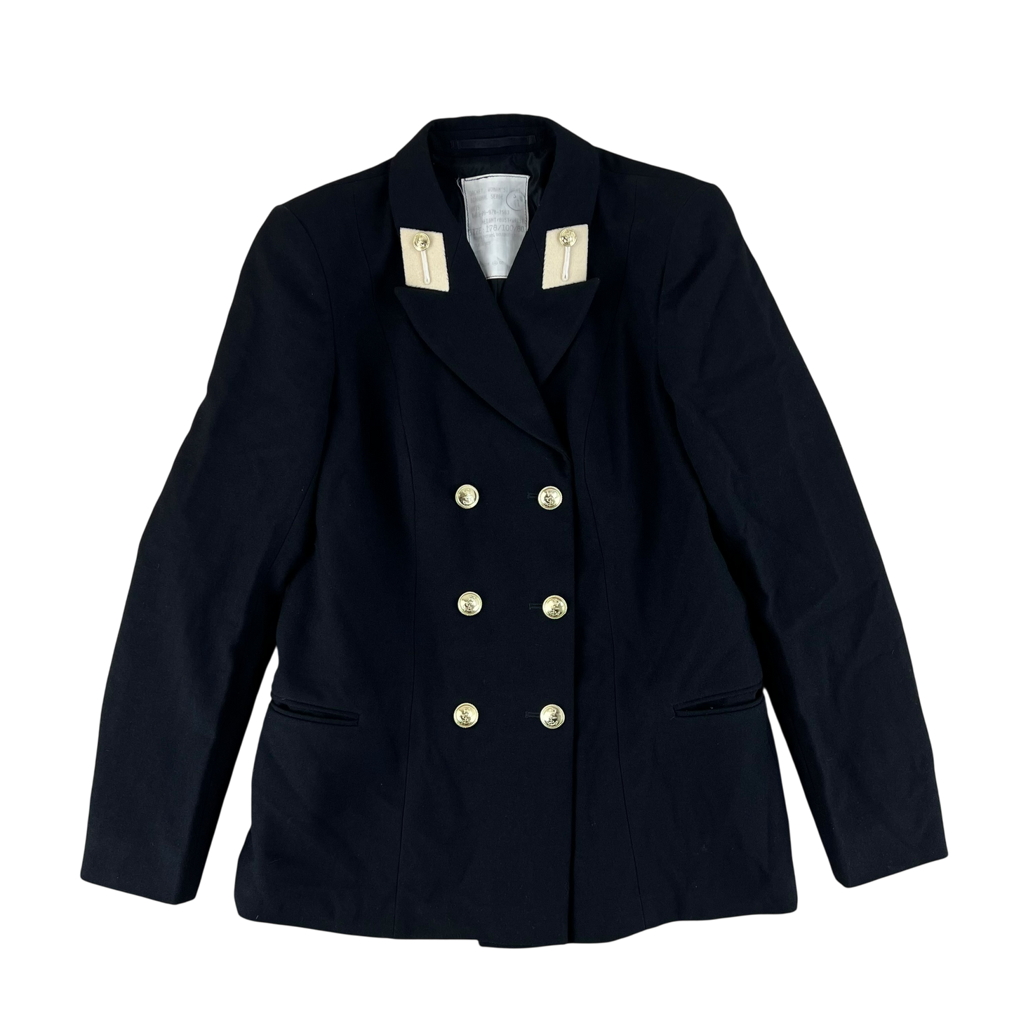 British Royal Navy Women's WRNS Diagonal Serge Black Blazer - Medium 178/100