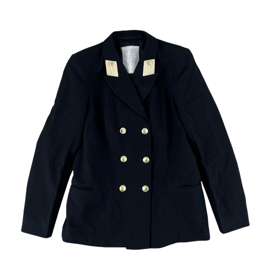 British Royal Navy Women's WRNS Diagonal Serge Black Blazer - Medium 178/100