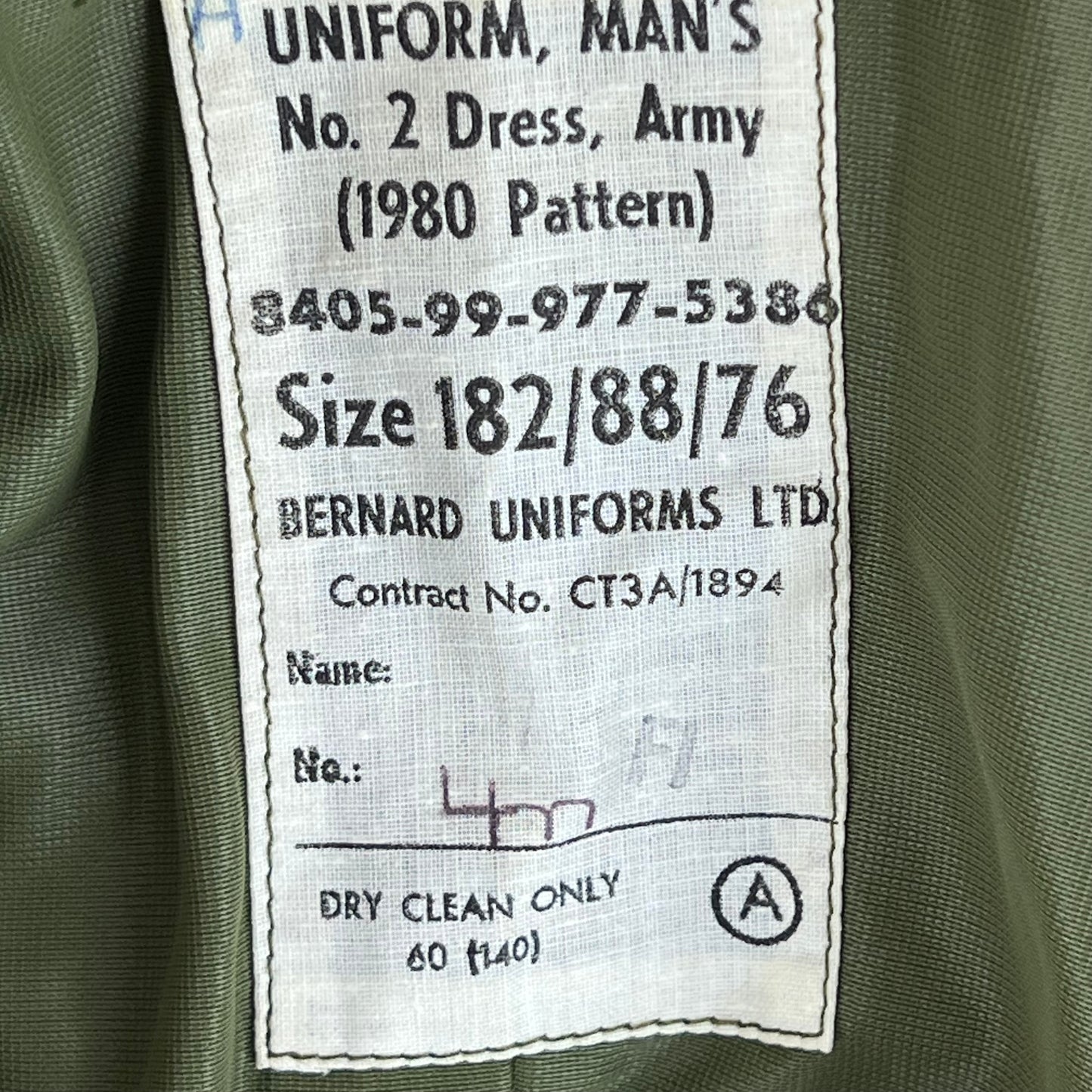 British Army No. 2 Khaki Green Dress Jacket - Light Infantry - Small 182/88