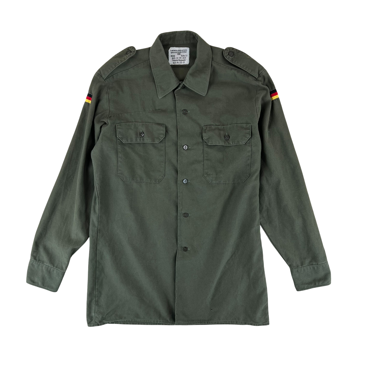 German Army Olive Green Long Sleeve Field Shirt - Medium Gr39/40
