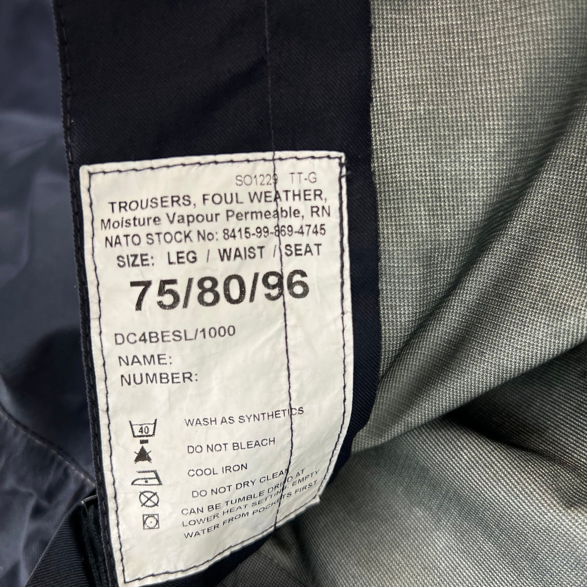 British Royal Navy Wet Weather MVP Waterproof Trousers - W32 L29.5