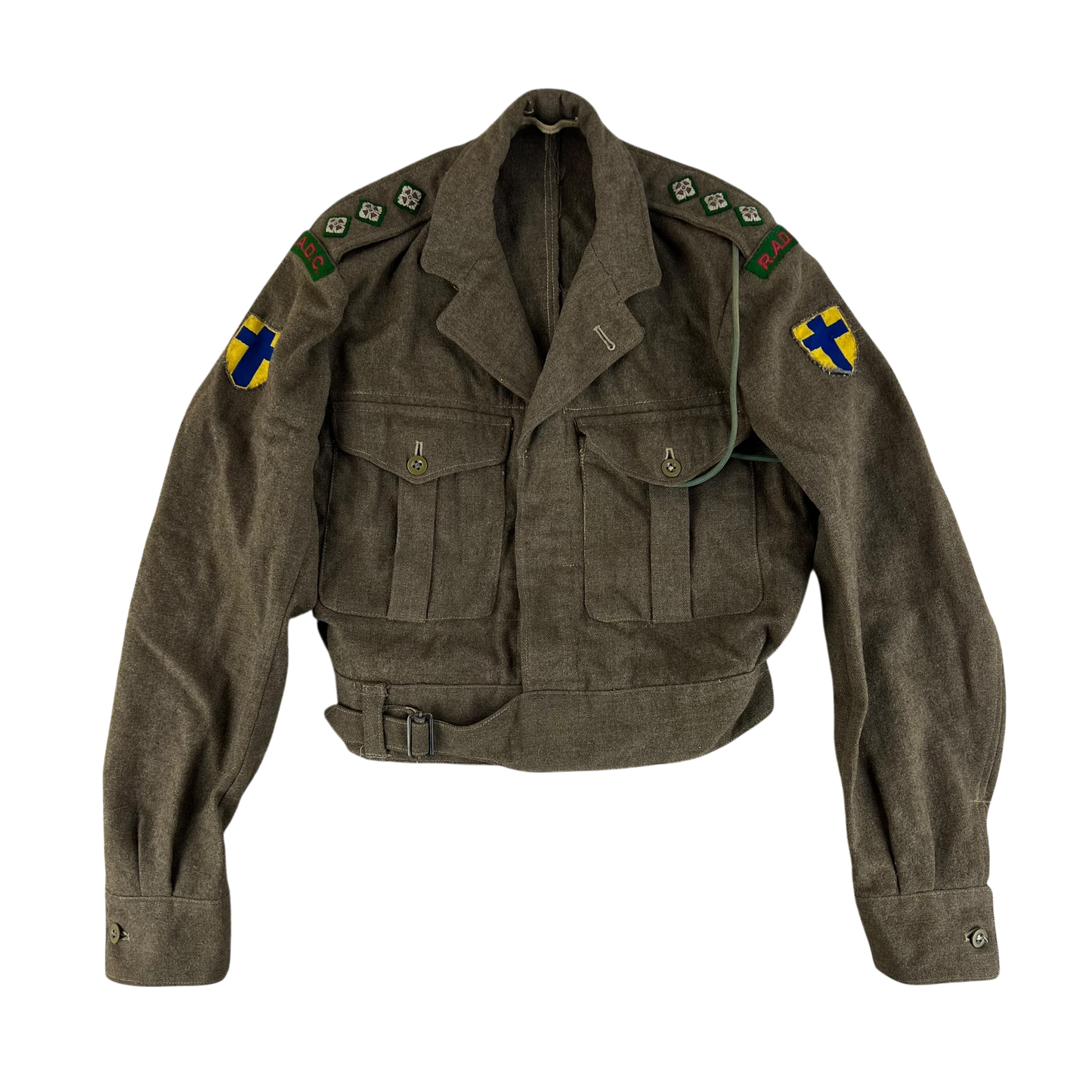 British Army 50s Khaki Ike 1949 Pattern Battle Dress Jacket - RADC - Medium SIZE 13