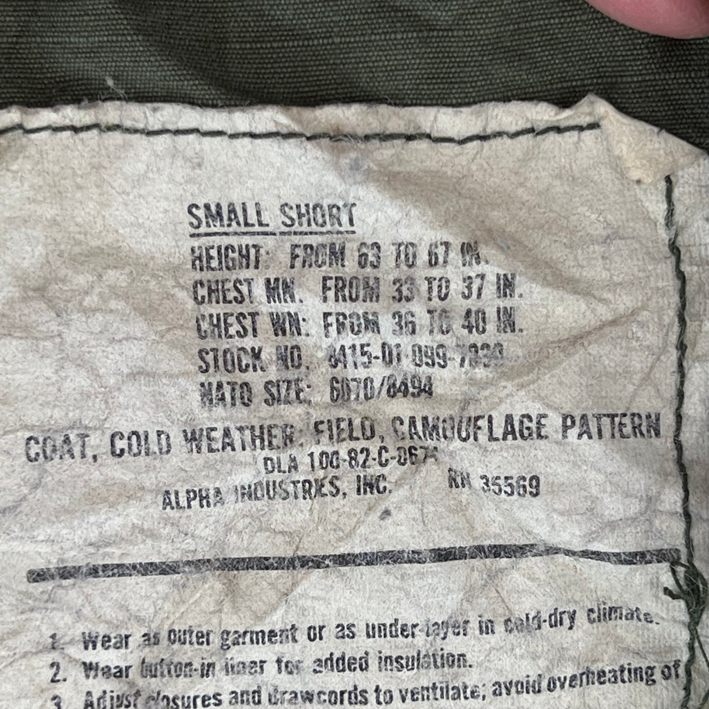 US Army M81 Woodland Camo M65 Cold Weather Field Coat - Small