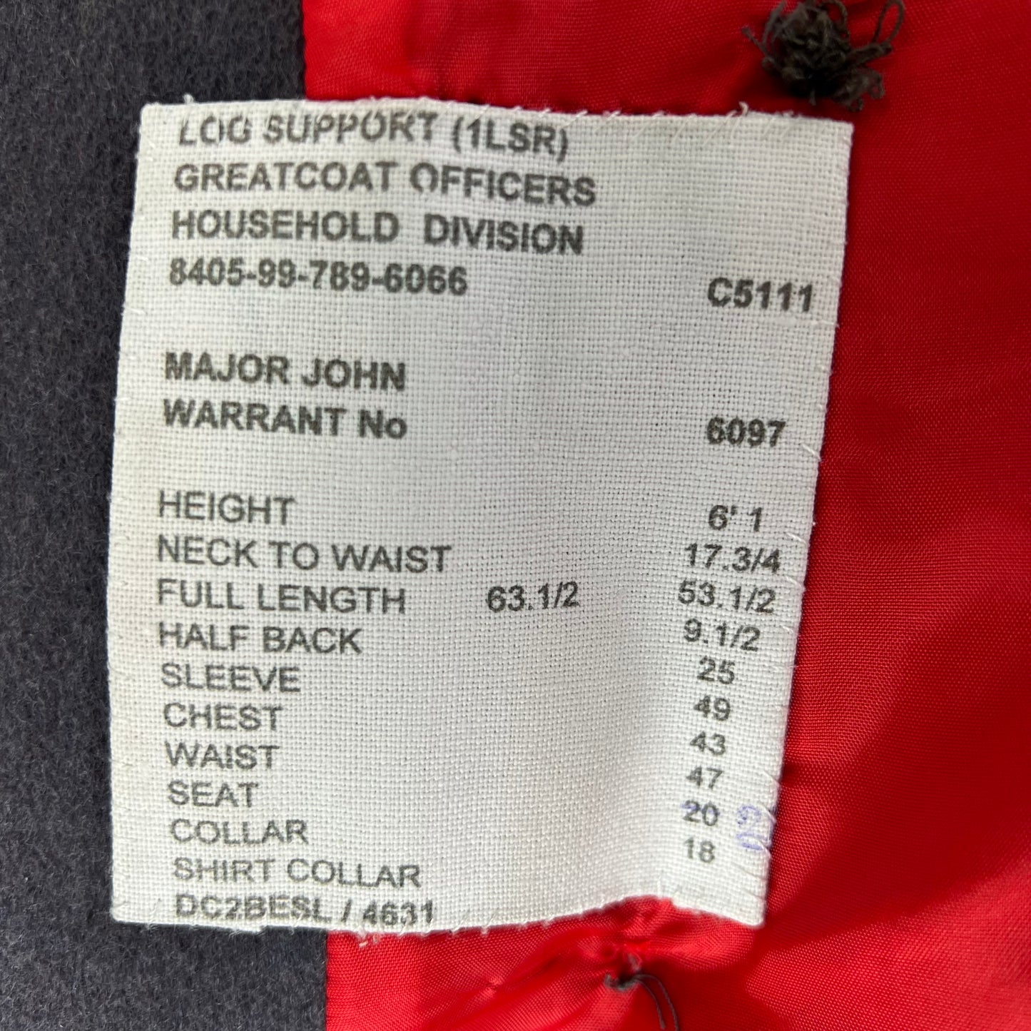 British Army Officer's Double Breasted Wool Greatcoat - Royal Signals - X Large