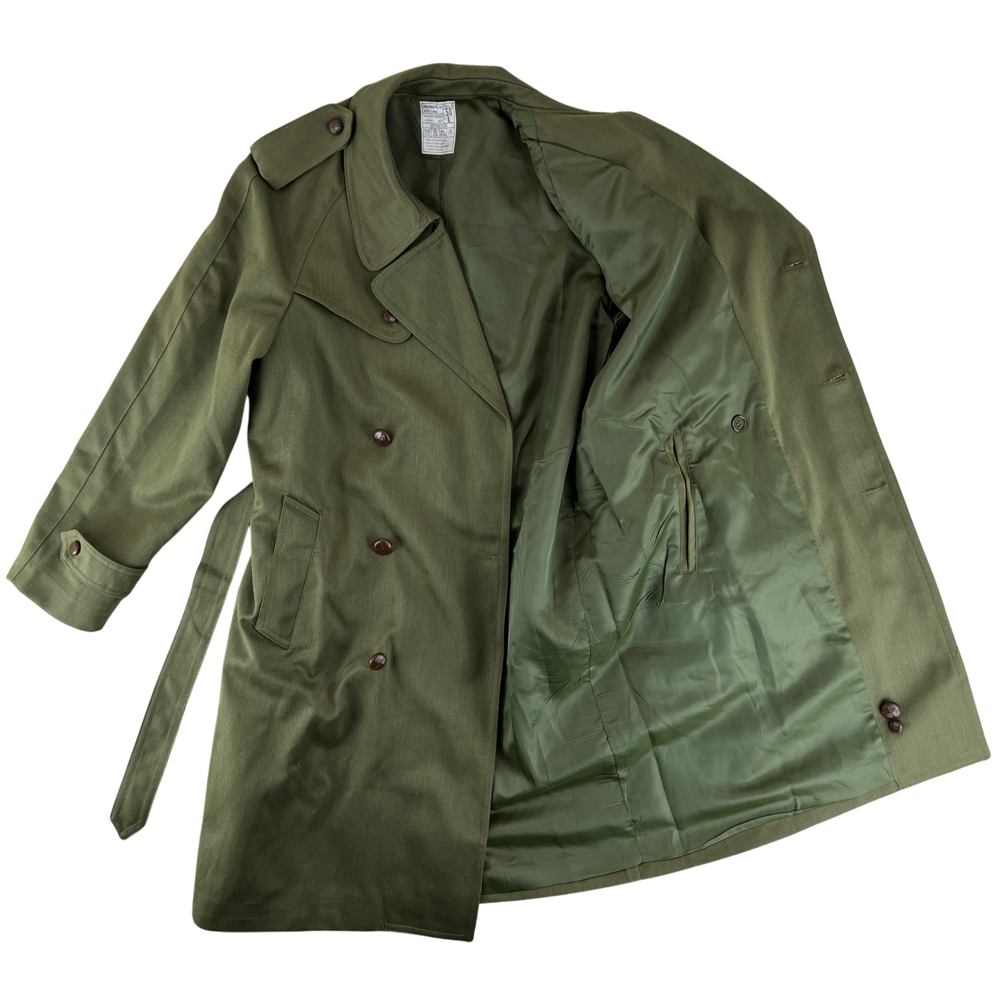 Spanish Army 80s Green Trenchcoat - Large
