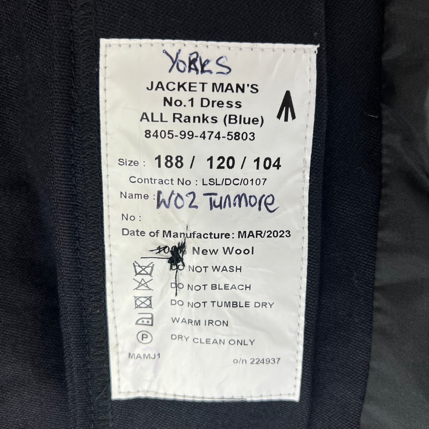 British Army No. 1 Dress Jacket - Royal Yorkshire Regiment - X Large 188/120