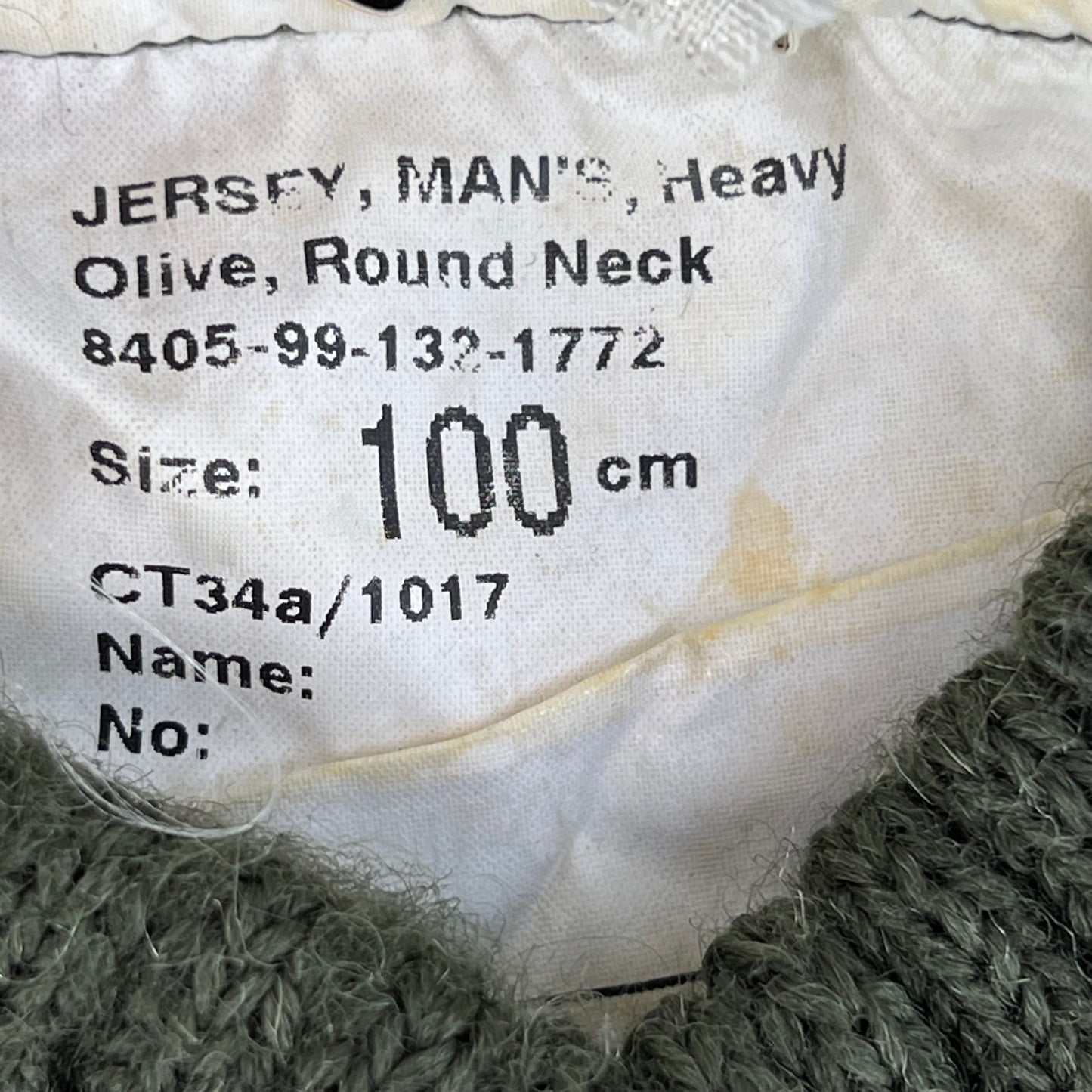 British Army Olive Green Pullover Jumper - Medium 100cm