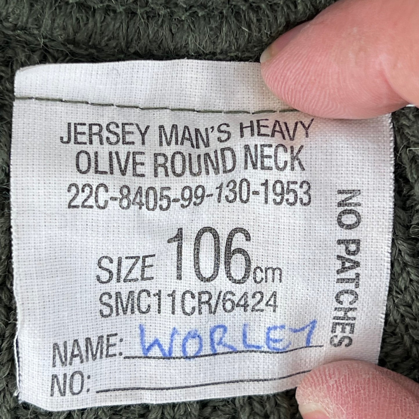 British Army Olive Green Pullover Jumper - Large 106cm