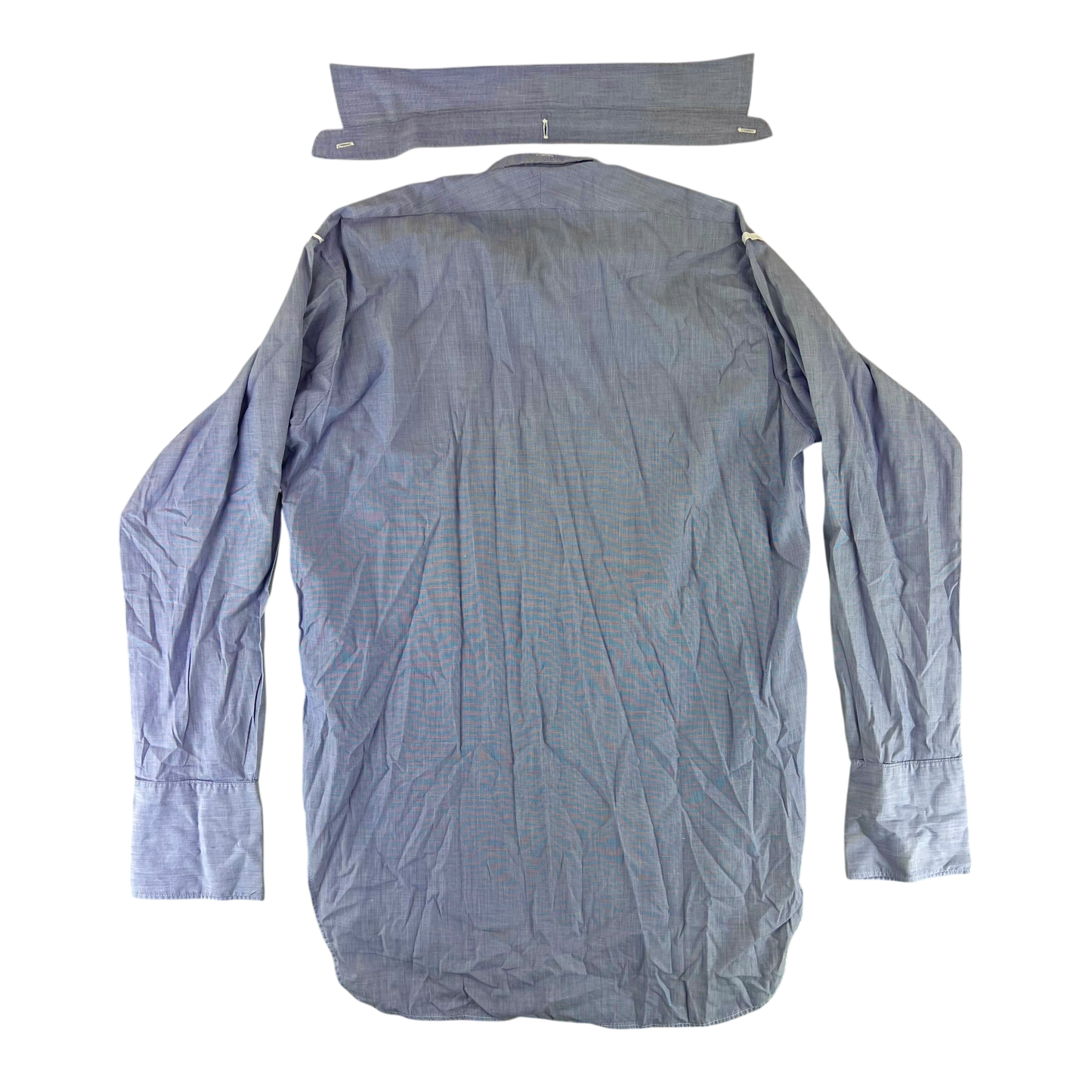 British RAF Vintage Collarless Light Blue No. 2 Long Sleeve Shirt - Medium