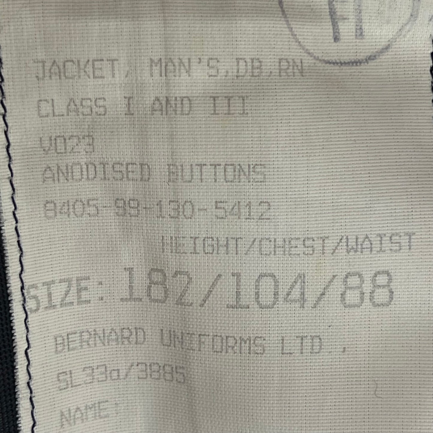 British Royal Navy DB Class I & III Dress Jacket Blazer - Large 182/104