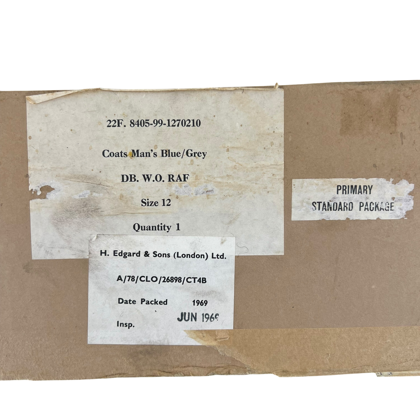 British RAF 60's WO Blue Grey Wool Greatcoat w/ Original Box - Large SIZE 12