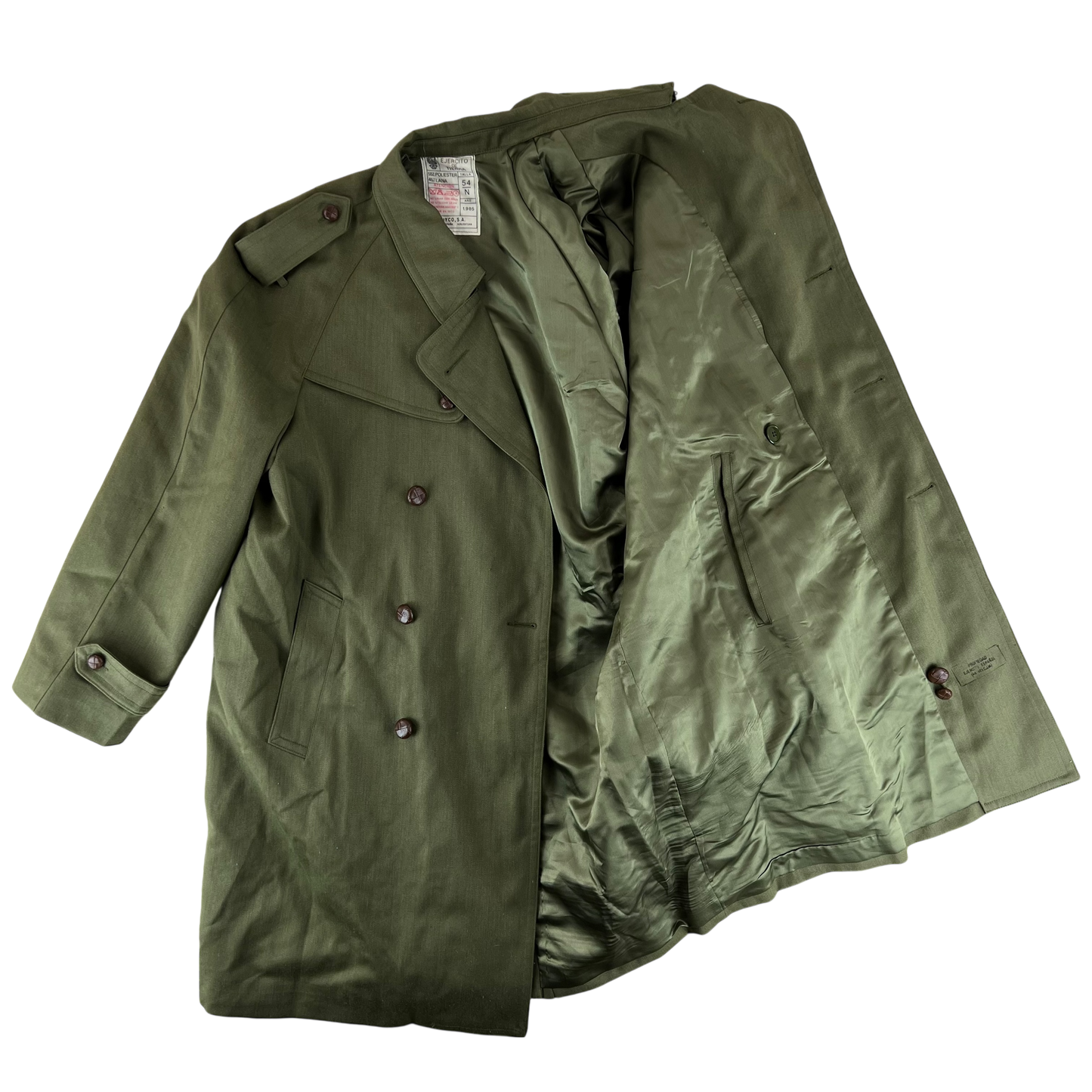 Spanish Army 80s Green Trenchcoat - Large