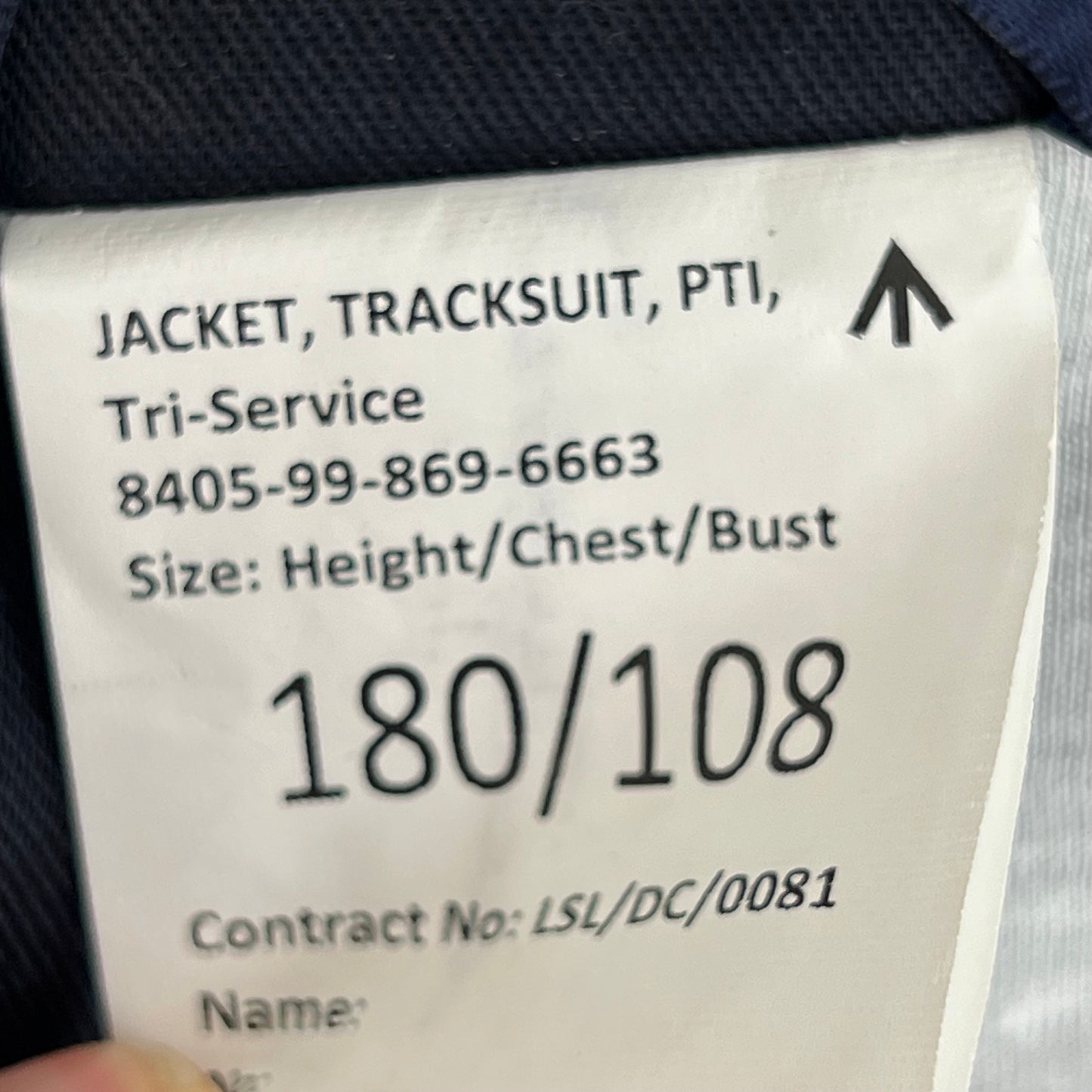 British Army / Tri-Services Navy Blue PTI Tracksuit Top Jacket - Large 180/108