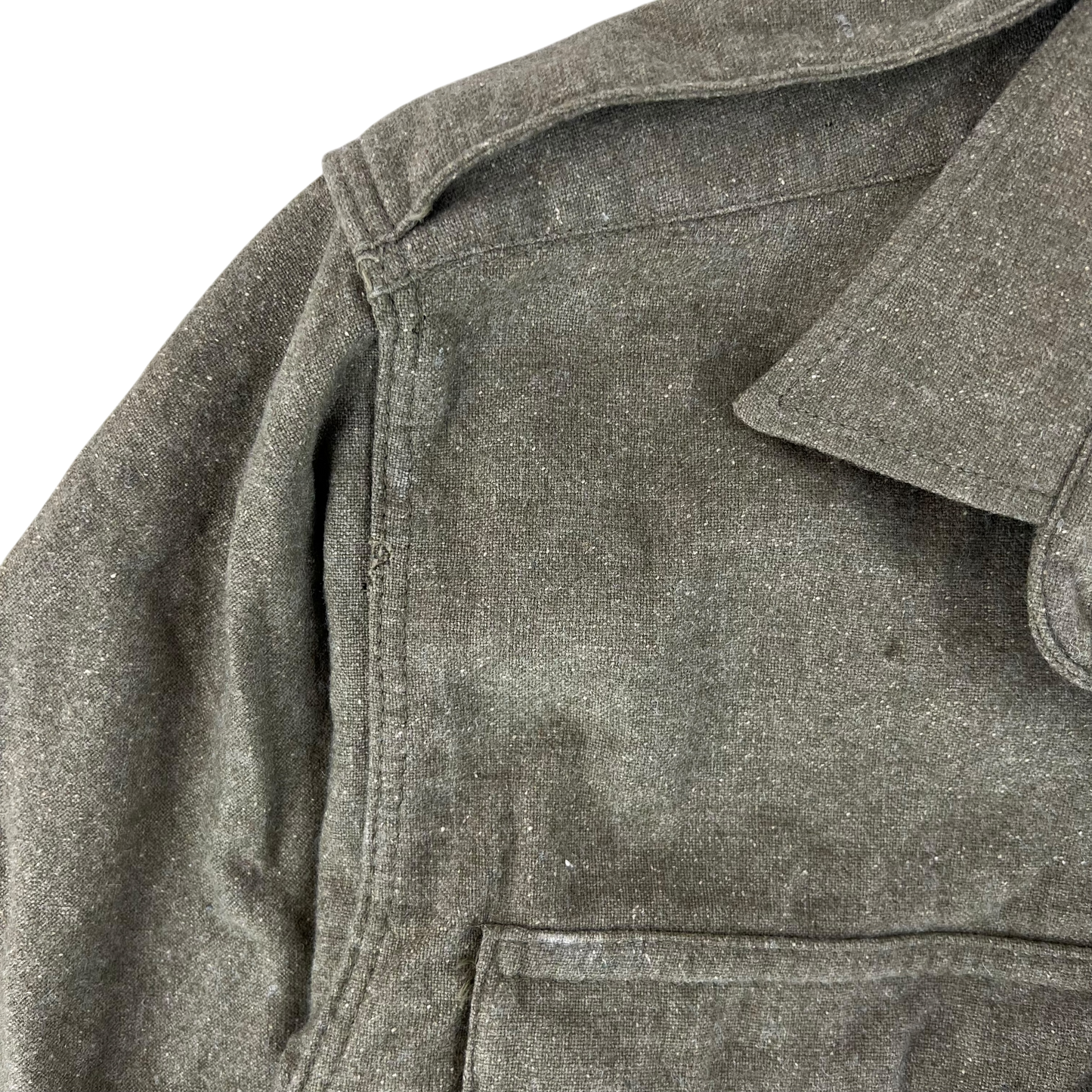 British Army 60s Khaki Collared Wool Shirt - Medium