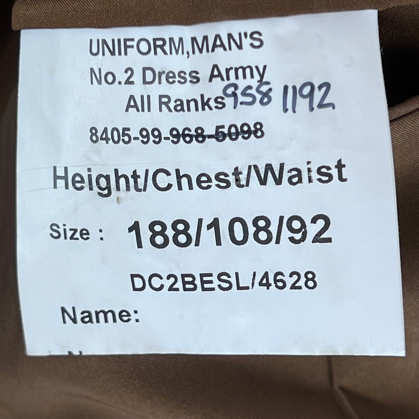 British Army No. 2 FAD Dress Jacket - Parachute Regiment - Large 188/108