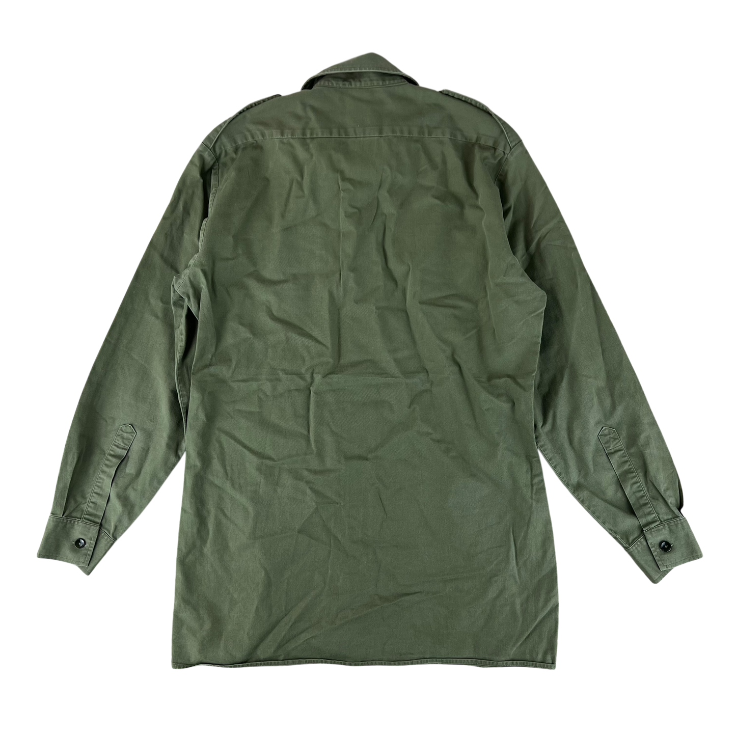 British Army Mens Olive Green Cotton Shirt Long Sleeve - Large