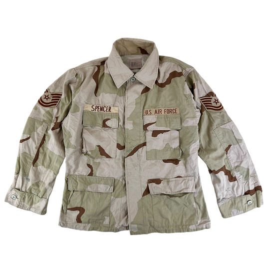 US Air Force Tri-Colour Desert "Coffee Stain" Camo Combat Jacket Ripstop w/ Patches - Large