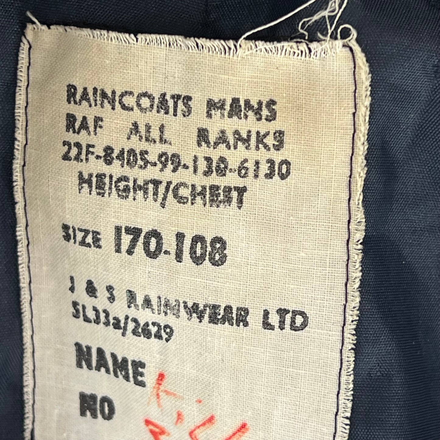 British RAF Blue Raincoat Trench Coat - Large 170/108